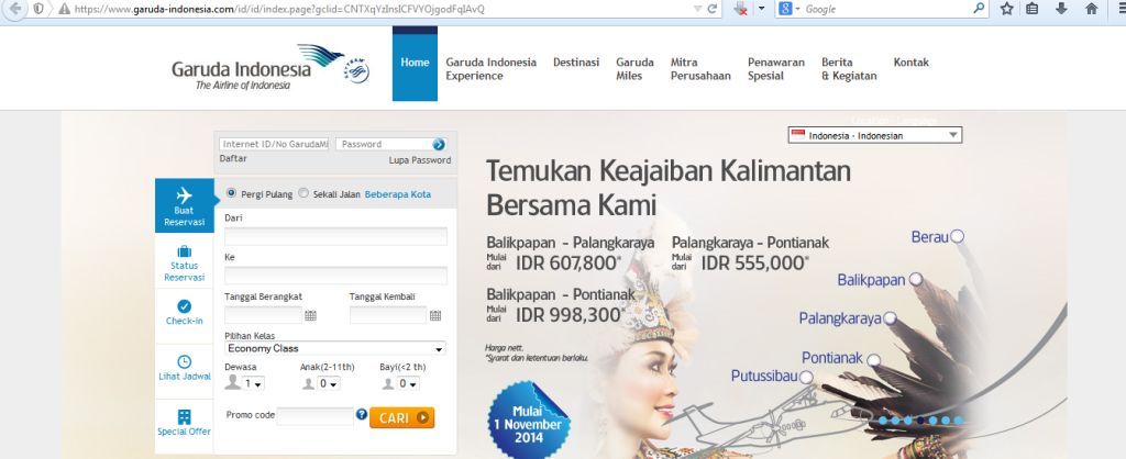 Tampilan website Garuda-Indonesia. Gambar: Garuda-Indonesia