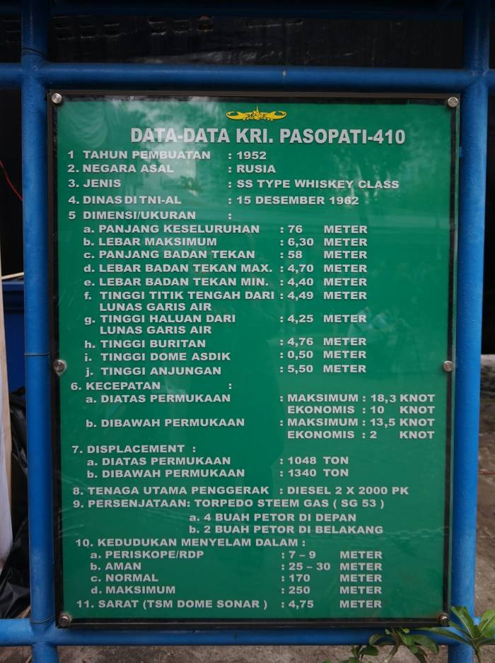 Data kapal selam Monkase Surabaya
